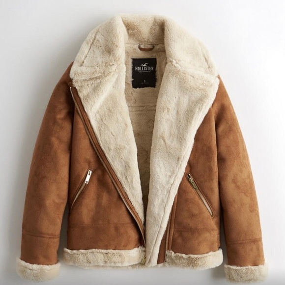 Hollister Faux Biker Shearling Jacket 